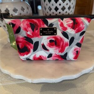 Kate Spade Floral Cosmetic Bag - Red and Black